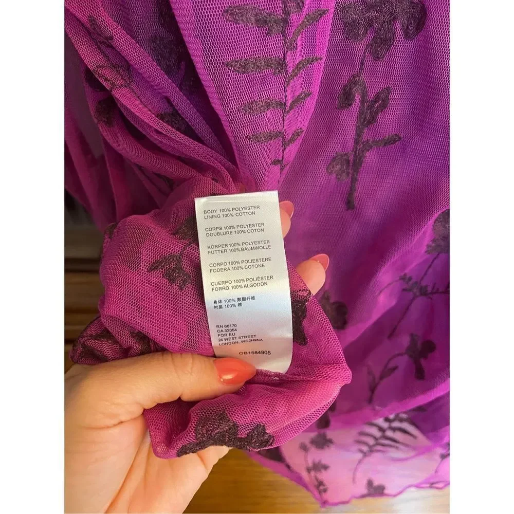 Free People - Cecelia Sheer Mini Dress, Fuchsia, Size S